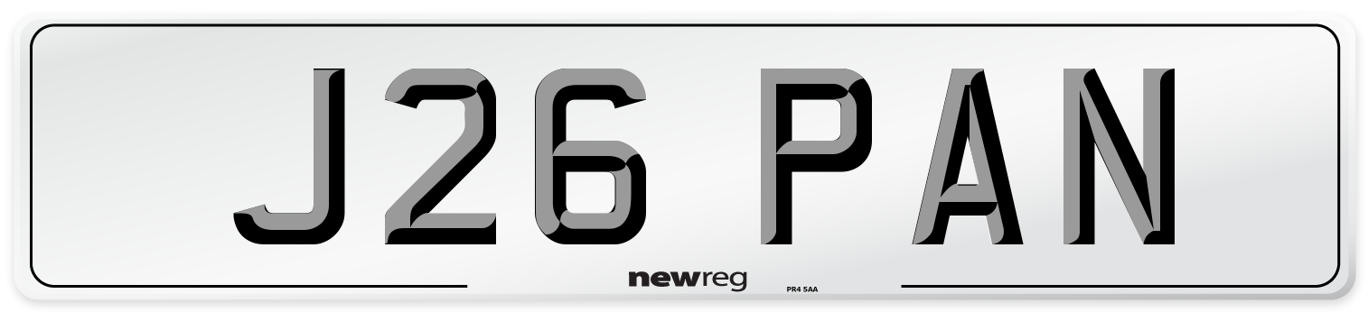 J26 PAN Number Plate from New Reg